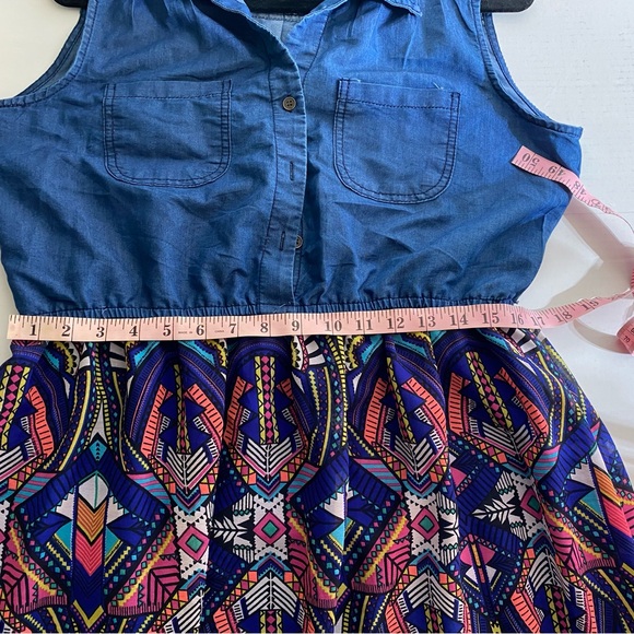 Speed control measurement,photo extra large, chambray half button top dress blue - Picture 5 of 7